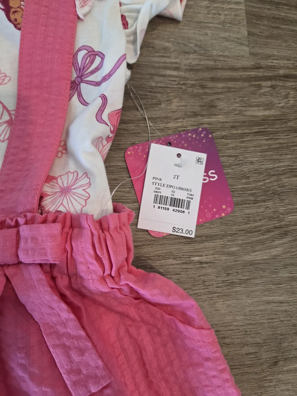 Disney Pink Textured Suspender Skirt Set